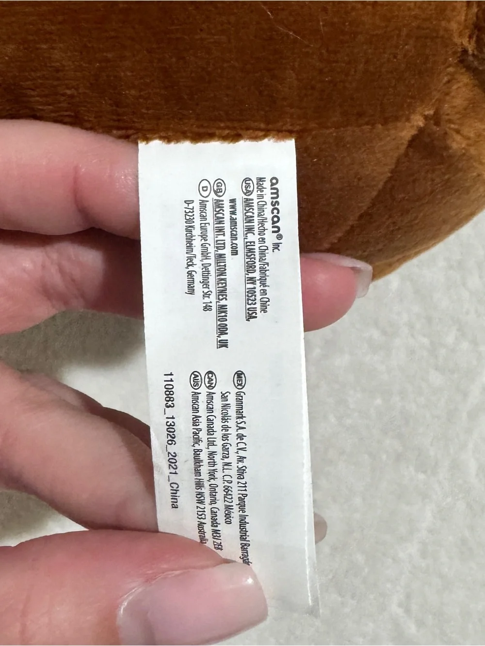 Amscan Brown Teddy Bear Plush Stuffed Animal Soft Toy